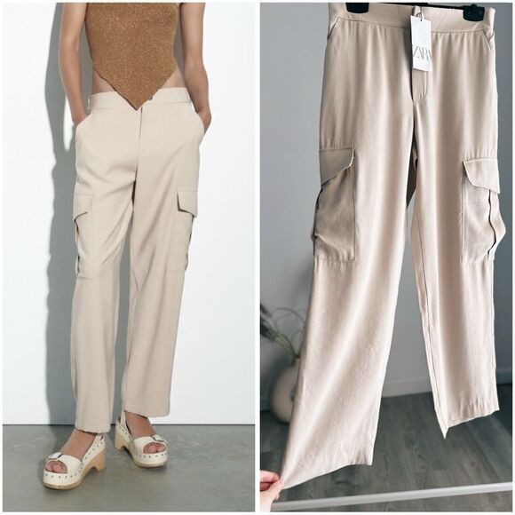 Zara Pants - Zara Cargo Straight Pants New Light Camel